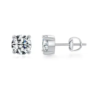 1 Carat Moissanite Sterling Silver French Elegant Wedding Earrings
