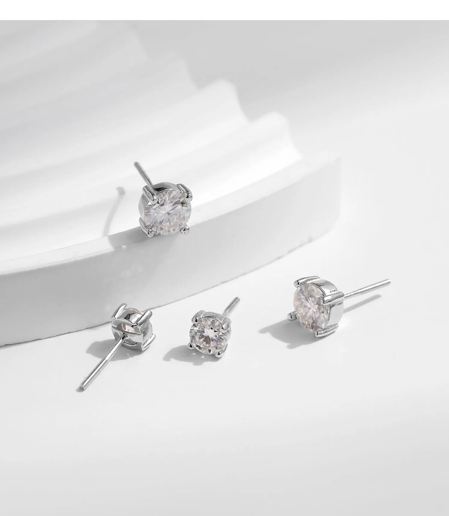 1 Carat Moissanite Sterling Silver French Elegant Wedding Earrings