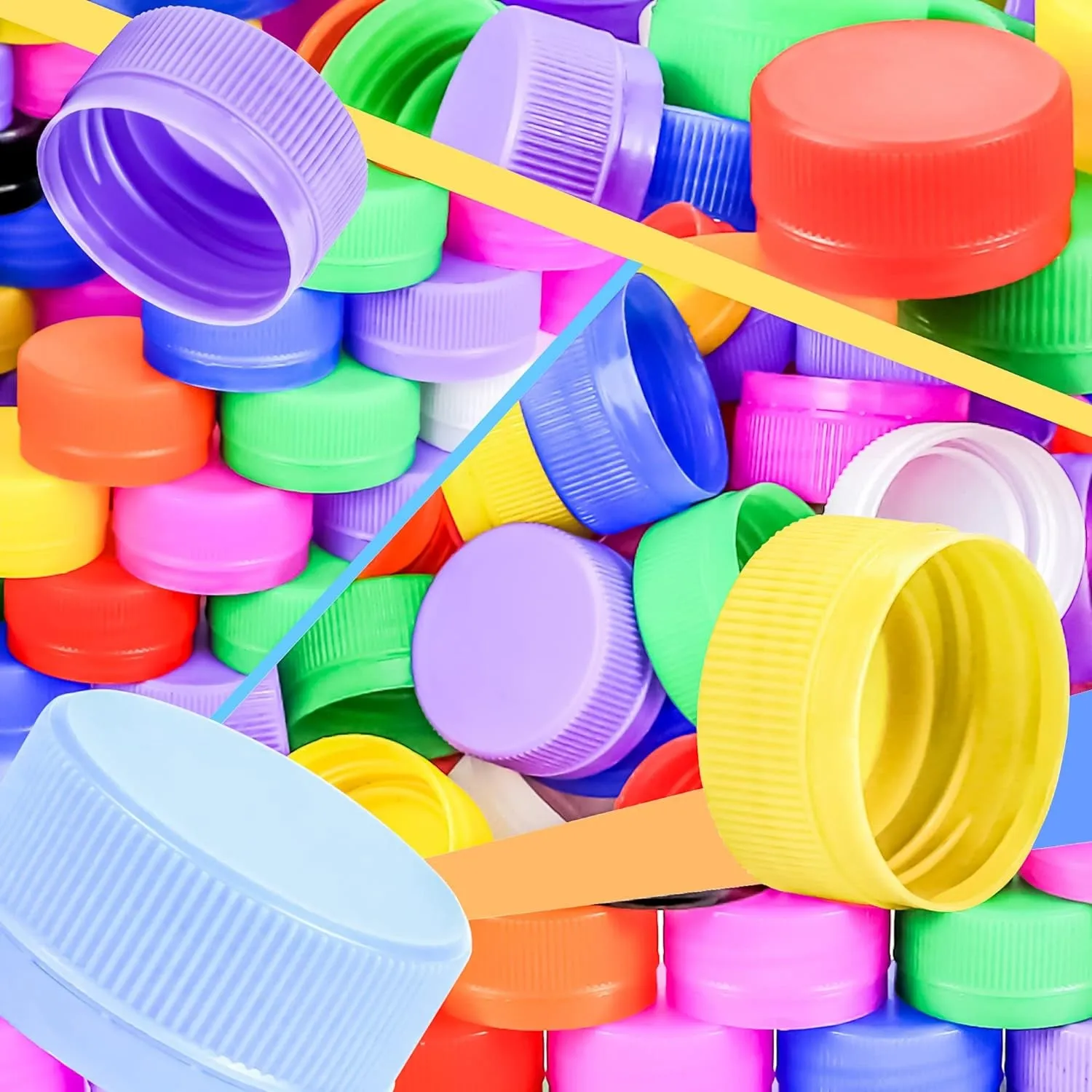 100 PCS Colorful Plastic Bottle Caps, 1.2 Inch Plastic Bottle Lids Colored Bottle Tops, Small Craft Bottlecaps DIY Bottle Lids Neon Plastic Bottle Cap Top Lid for Craft and DIY