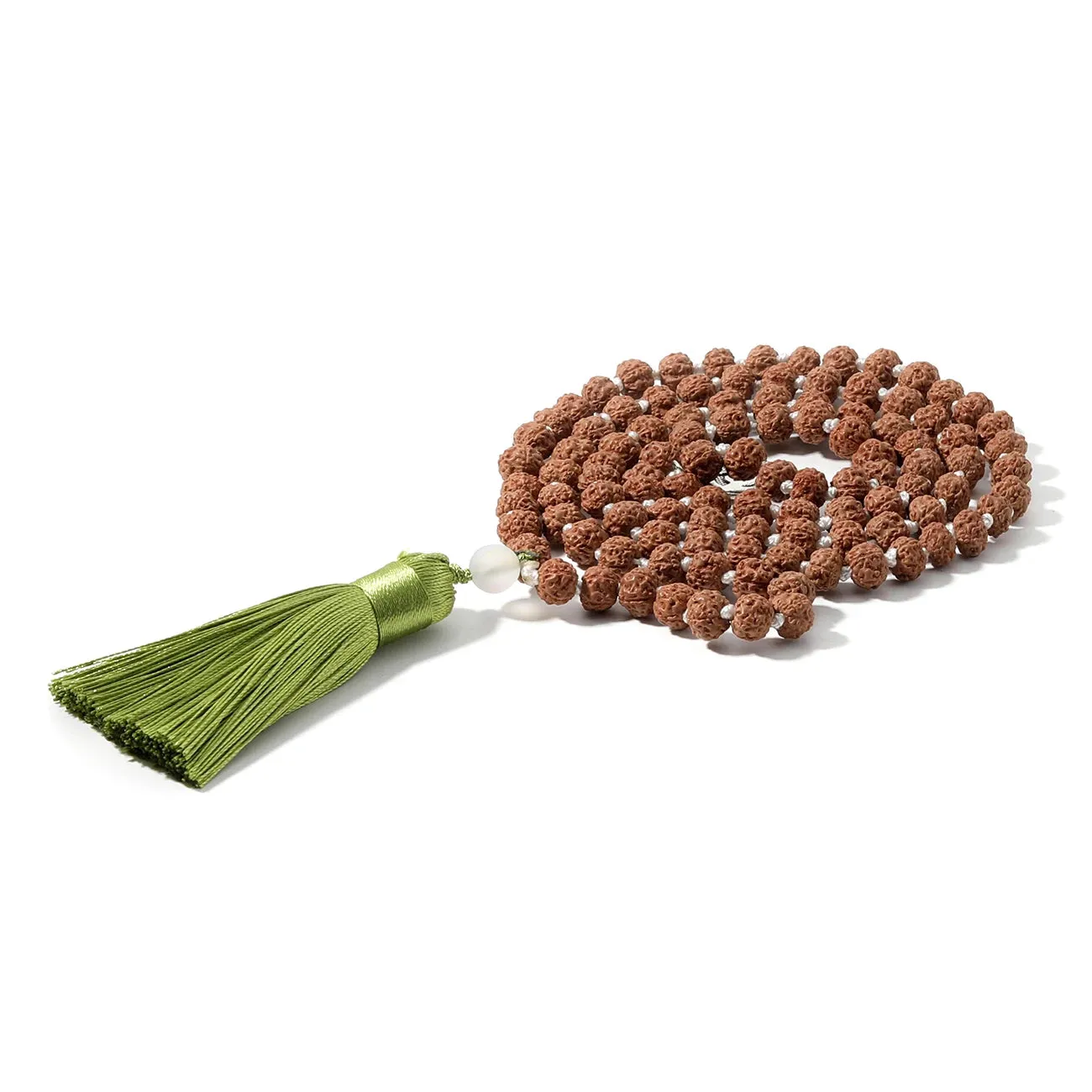 108Mala Bead Knotted Necklace Natural Rudraksha Rosary Tassel Meditation Blessing Yoga Declaration