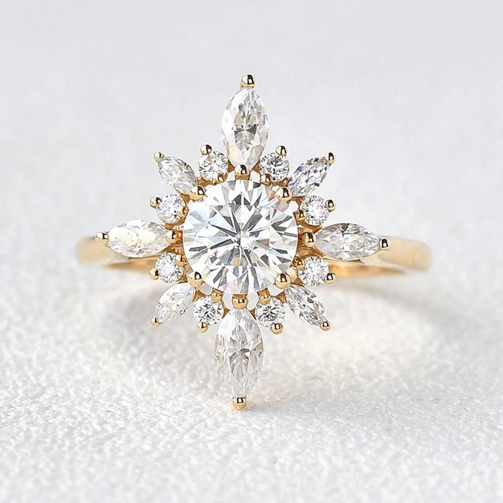 1.0ct Moissanite Floral Vintage Halo Ring