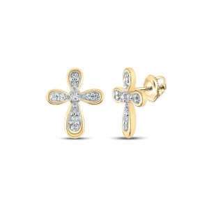 10kt Golden Cross Sparkling Diamond Earrings: A Symbolic Treasure