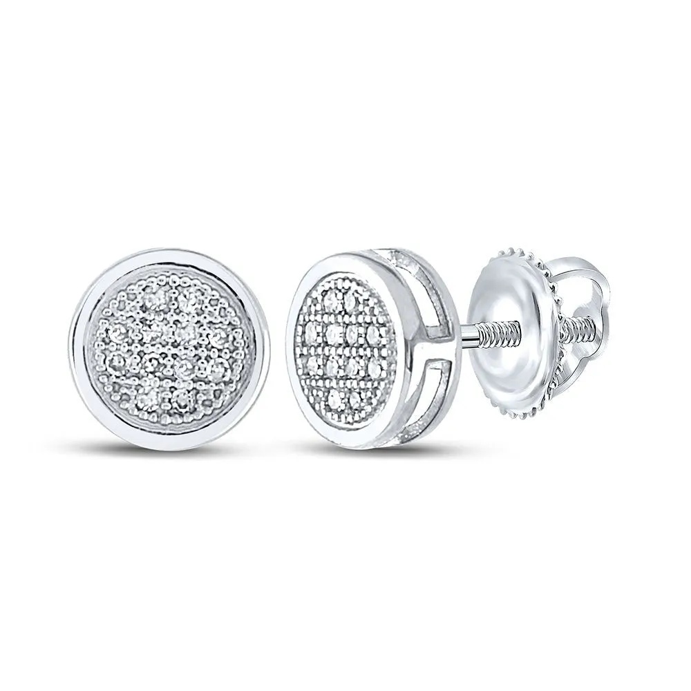 10kt White Gold Sparkling Diamond Circle Earrings