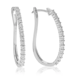 1/12 cttw Lab Grown Diamond Round Hoop Earring Sterling Silver
