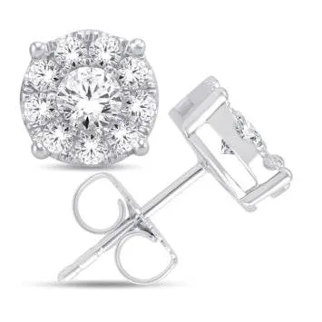 14 Karat White Gold 0.25 Carat Diamond Flower Stud Earrings