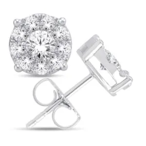14 Karat White Gold 0.25 Carat Diamond Flower Stud Earrings