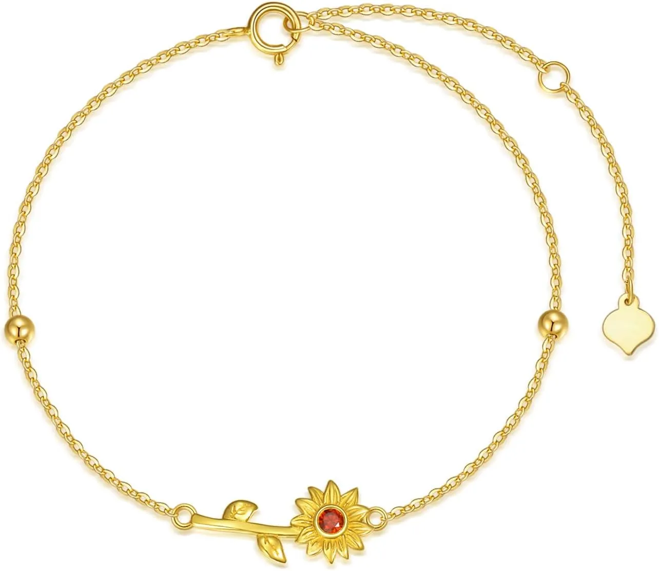 14k Real Gold Sunflower Anklets for Women, 14KT Gold Daisy Anklets Bracelets You are My Sunshine Jewelry Gifts for Mother's day Birthday Gifts for Mom Wife Grandmother