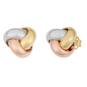 14k Tri-Color Gold Polished Love Knot Earrings
