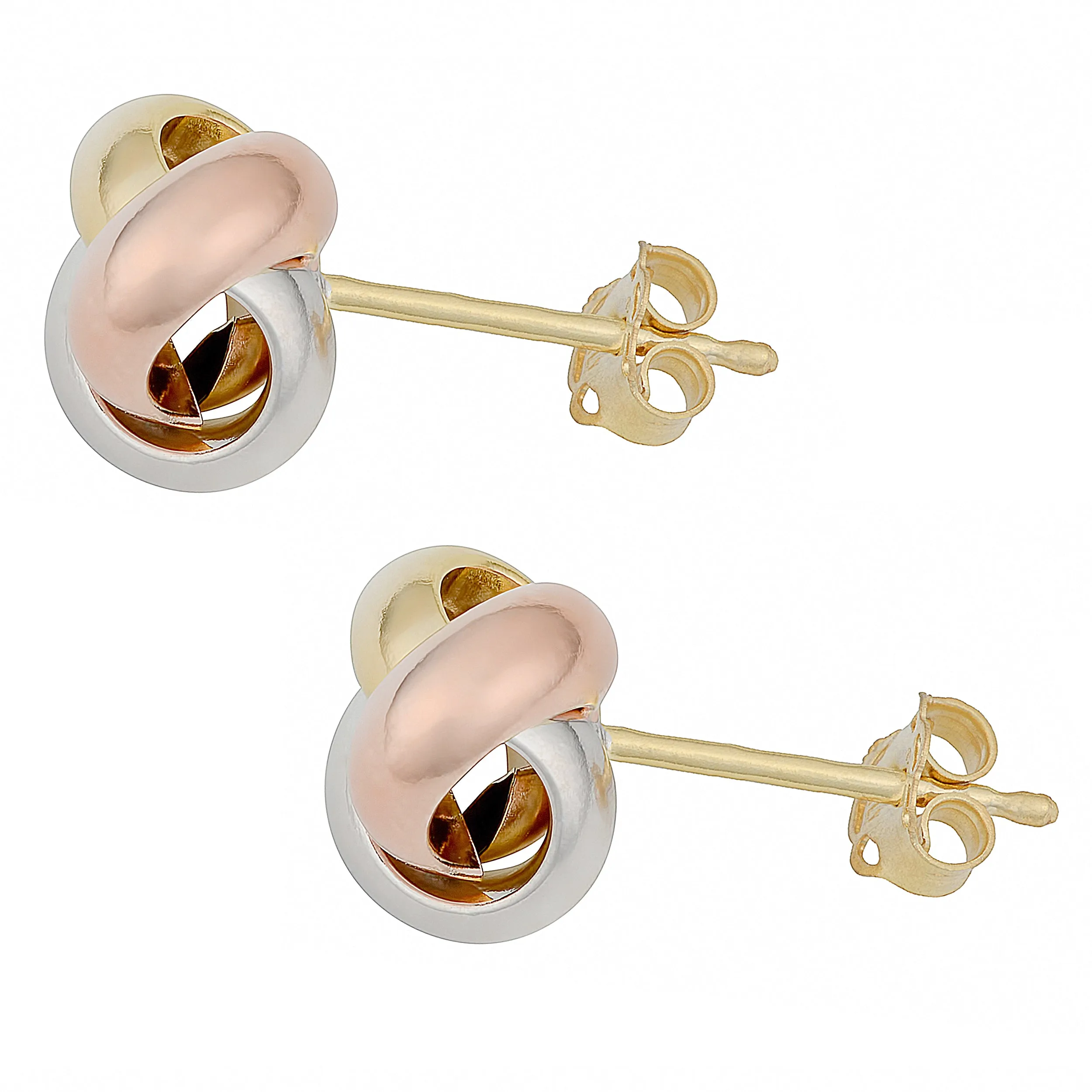 14k Tri-Color Gold Polished Love Knot Earrings
