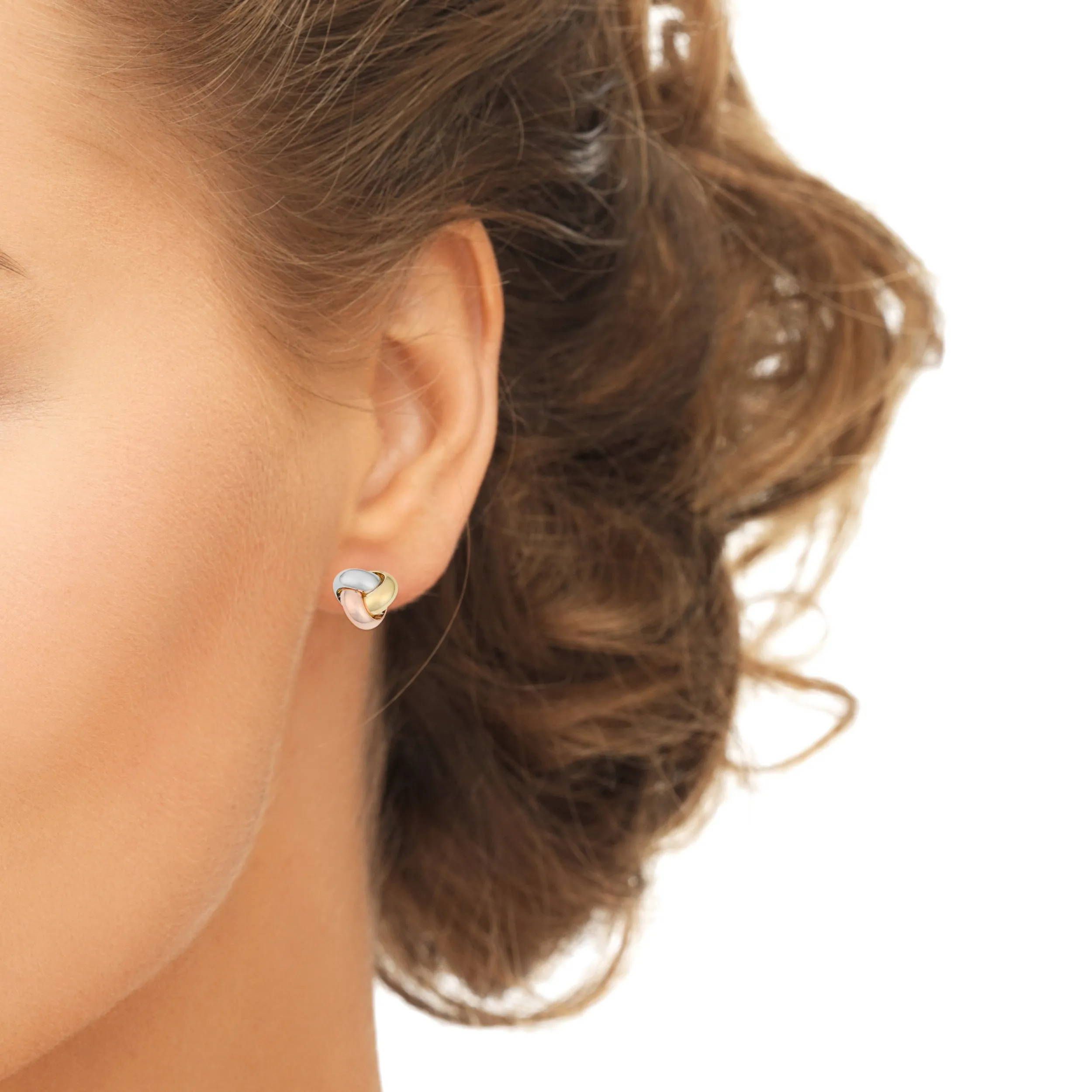 14k Tri-Color Gold Polished Love Knot Earrings