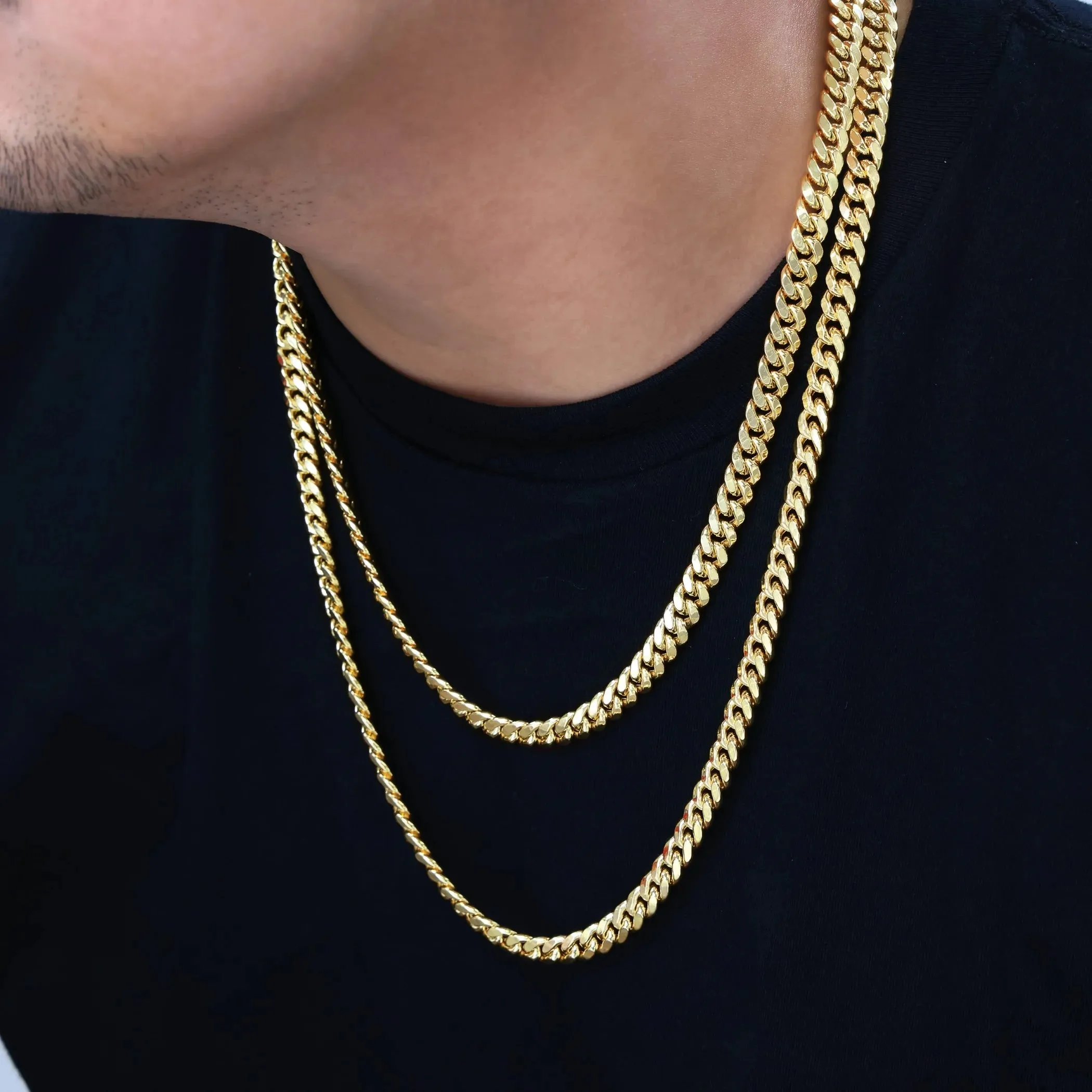 14K Yellow Gold 7.5Mm Miami Cuban Link Chain Necklace, Mens Womens Jewelry Box Clasp 16" - 30"