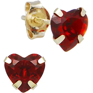 14kt Yellow Gold .47 Carat CZ Heart July Birthstone Earrings