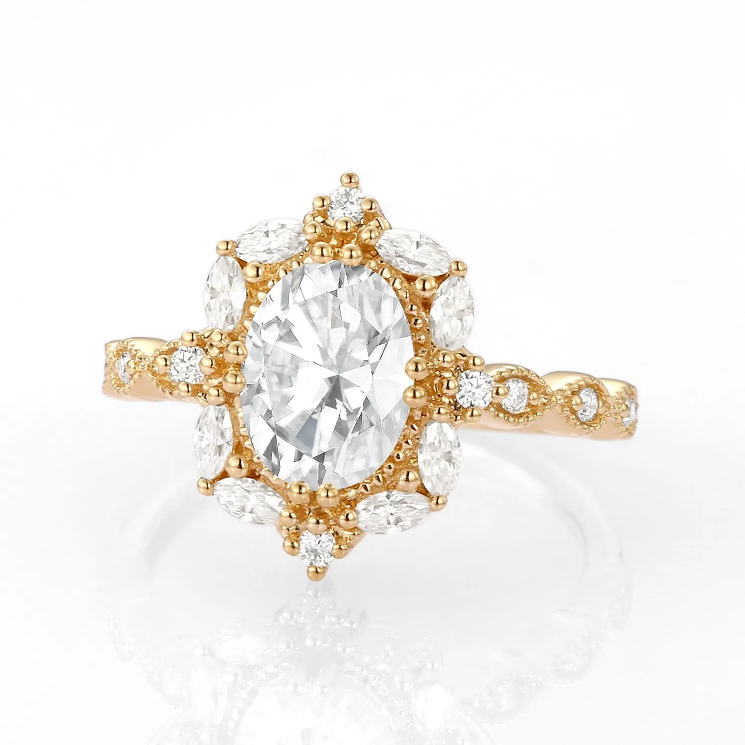 1.5ct Oval Moissanite Signature Vintage Byzantine Ring