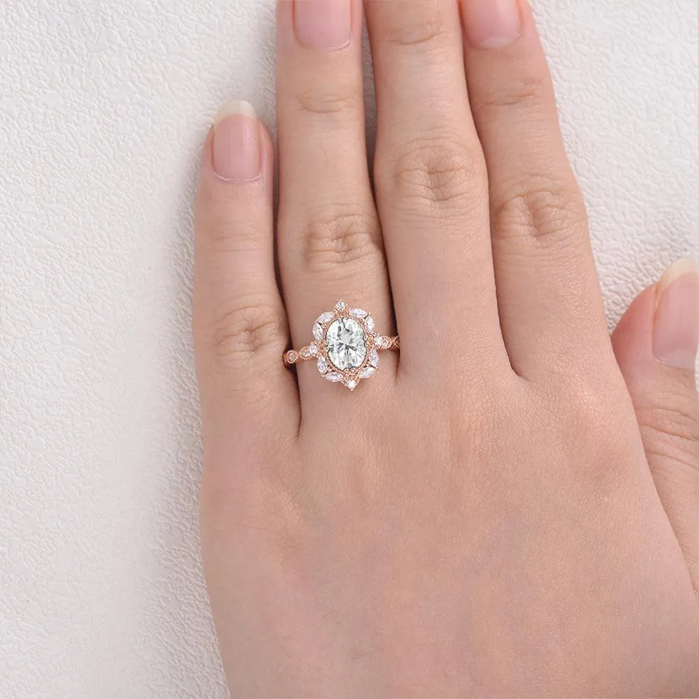 1.5ct Oval Moissanite Signature Vintage Byzantine Ring