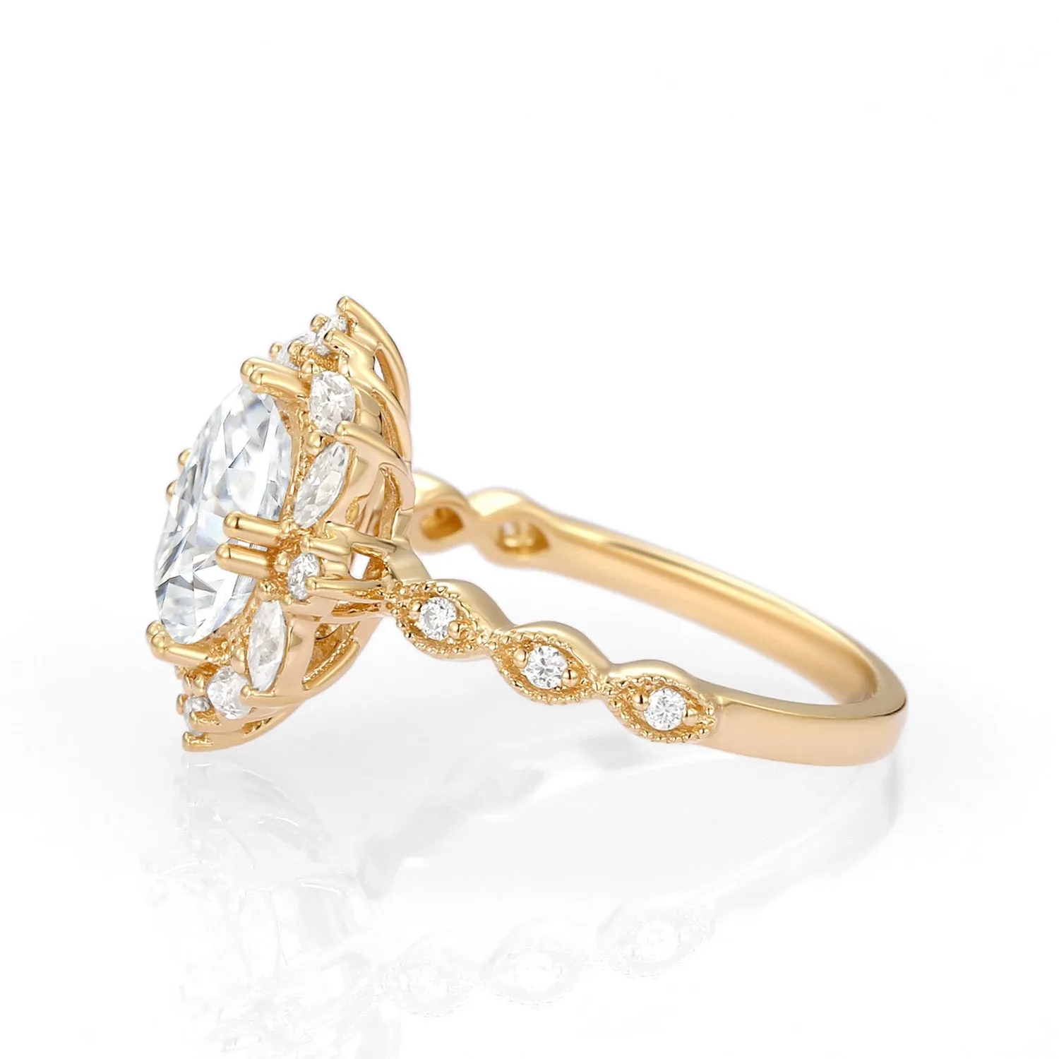 1.5ct Oval Moissanite Signature Vintage Byzantine Ring