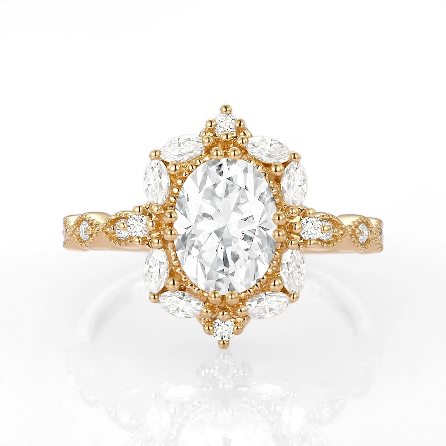 1.5ct Oval Moissanite Signature Vintage Byzantine Ring