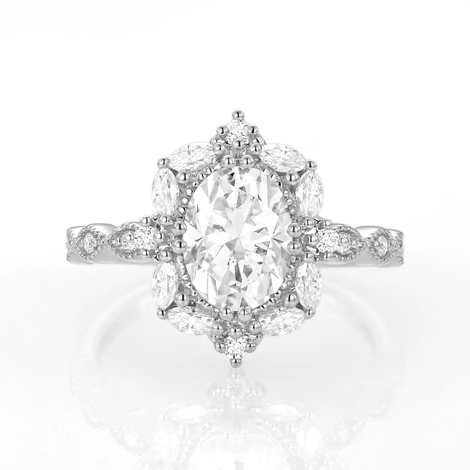 1.5ct Oval Moissanite Signature Vintage Byzantine Ring