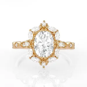 1.5ct Oval Moissanite Signature Vintage Byzantine Ring
