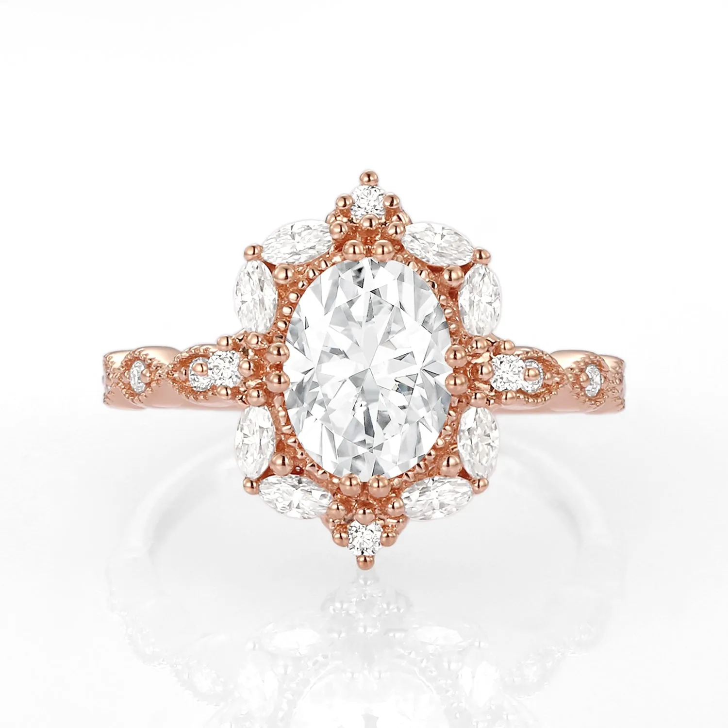 1.5ct Oval Moissanite Signature Vintage Byzantine Ring