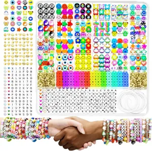 1642 Pieces Clay Beads for Friendship Bracelets Making Kit, 24 Styles Jewelry Making Supplies Cute Beads Charms with Elastic String and Organizer Gifts for Teens Girls Ages 6 7 8 9 10 11 12