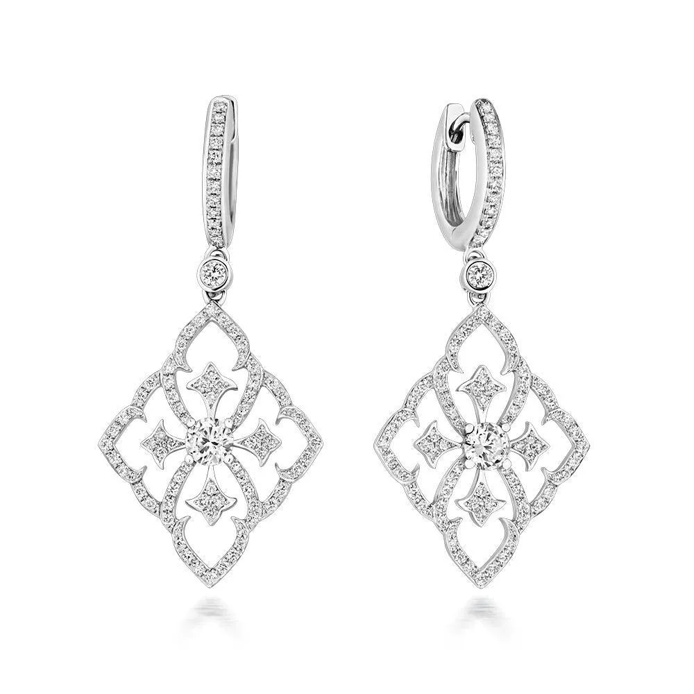 18ct White Gold 0.68ct Diamond Baroque Drop Earrings