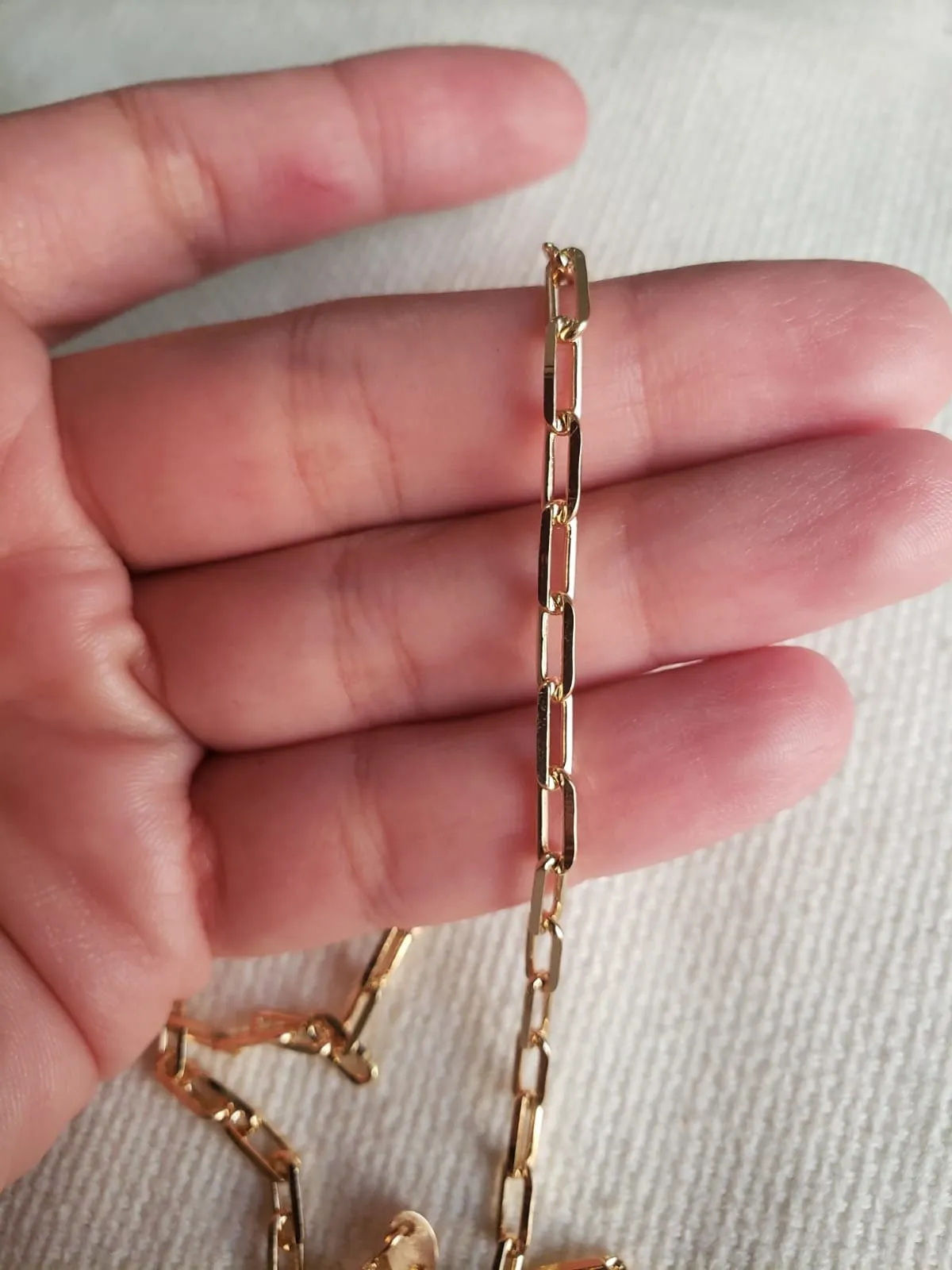 18k Gold filled Link Chain Necklace , 18kt Gold filled Choker, Paper clip chain necklace ,Rectangle chain necklace , Gold Choker ,  Dainty
