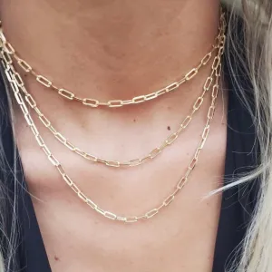 18k Gold filled Link Chain Necklace , 18kt Gold filled Choker, Paper clip chain necklace ,Rectangle chain necklace , Gold Choker ,  Dainty