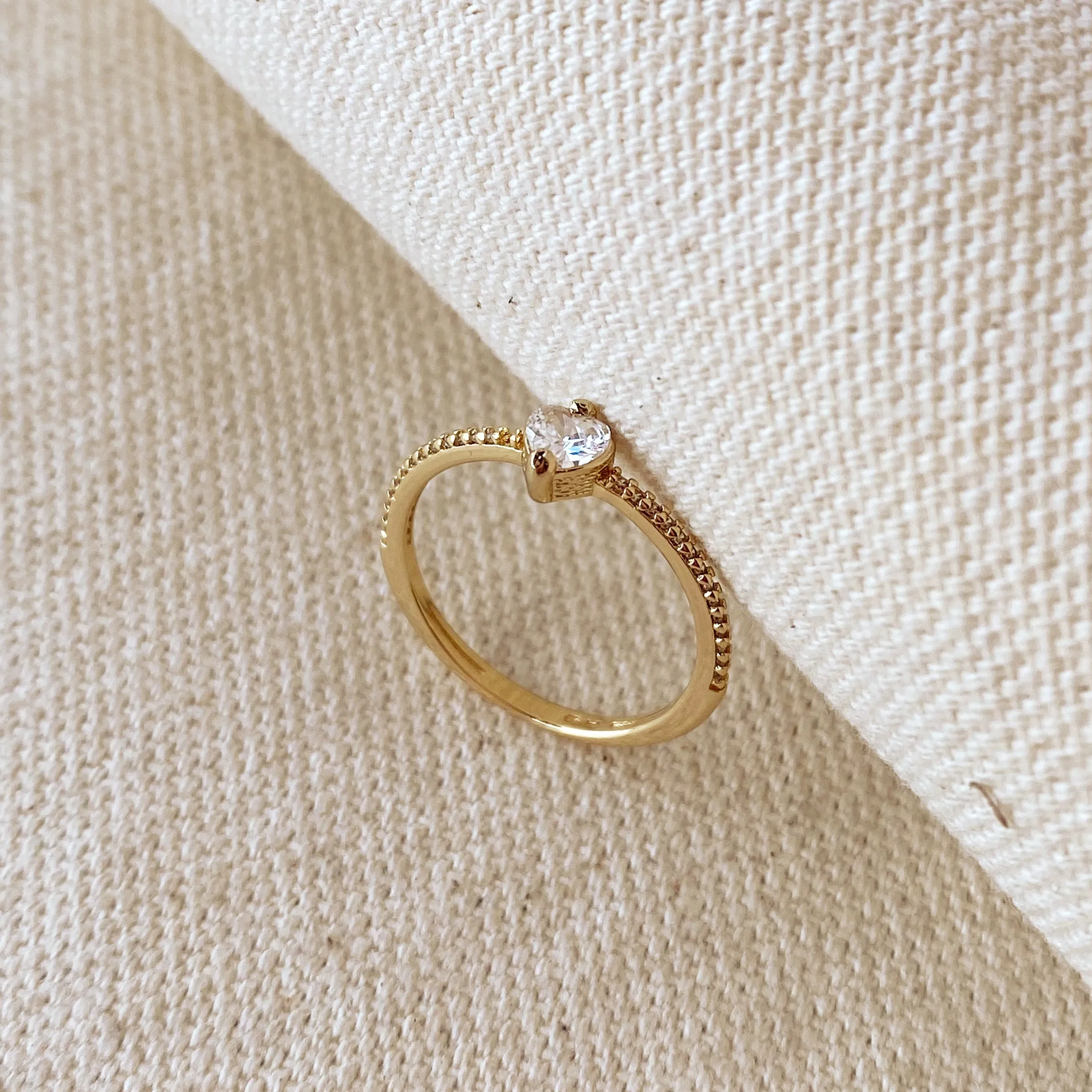 18k Gold Filled Vintage Mini Heart Stackable Band Ring