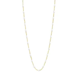 18K Gold White Resin Beaded "Classic" Necklace