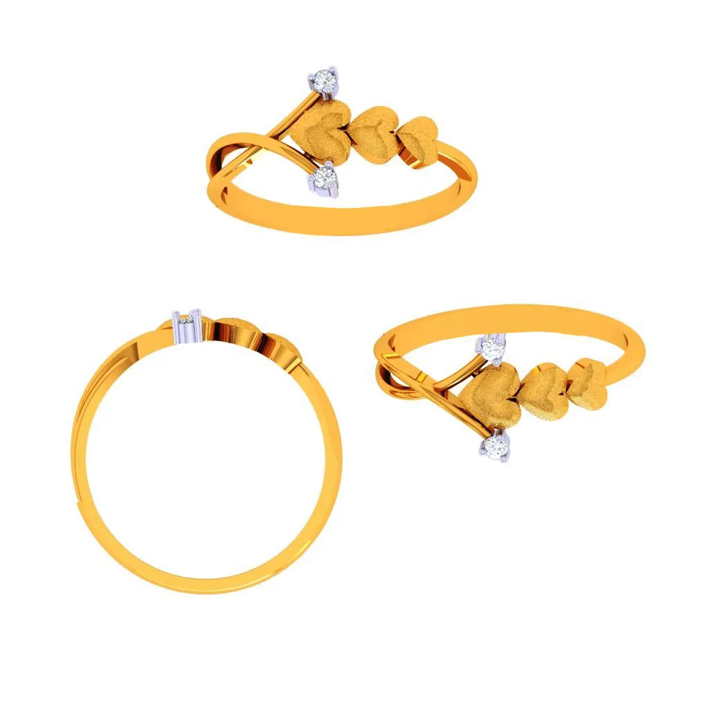 18k Three-layer Heart Motif Diamond Ring