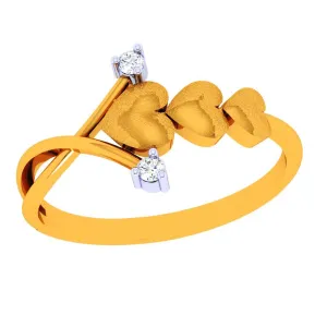 18k Three-layer Heart Motif Diamond Ring