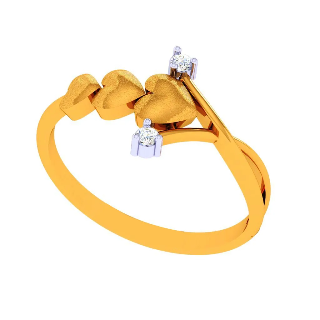 18k Three-layer Heart Motif Diamond Ring