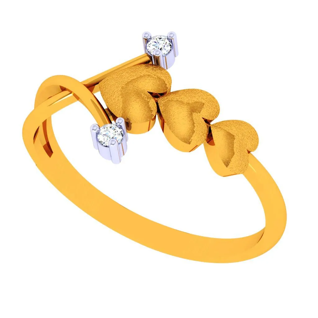 18k Three-layer Heart Motif Diamond Ring