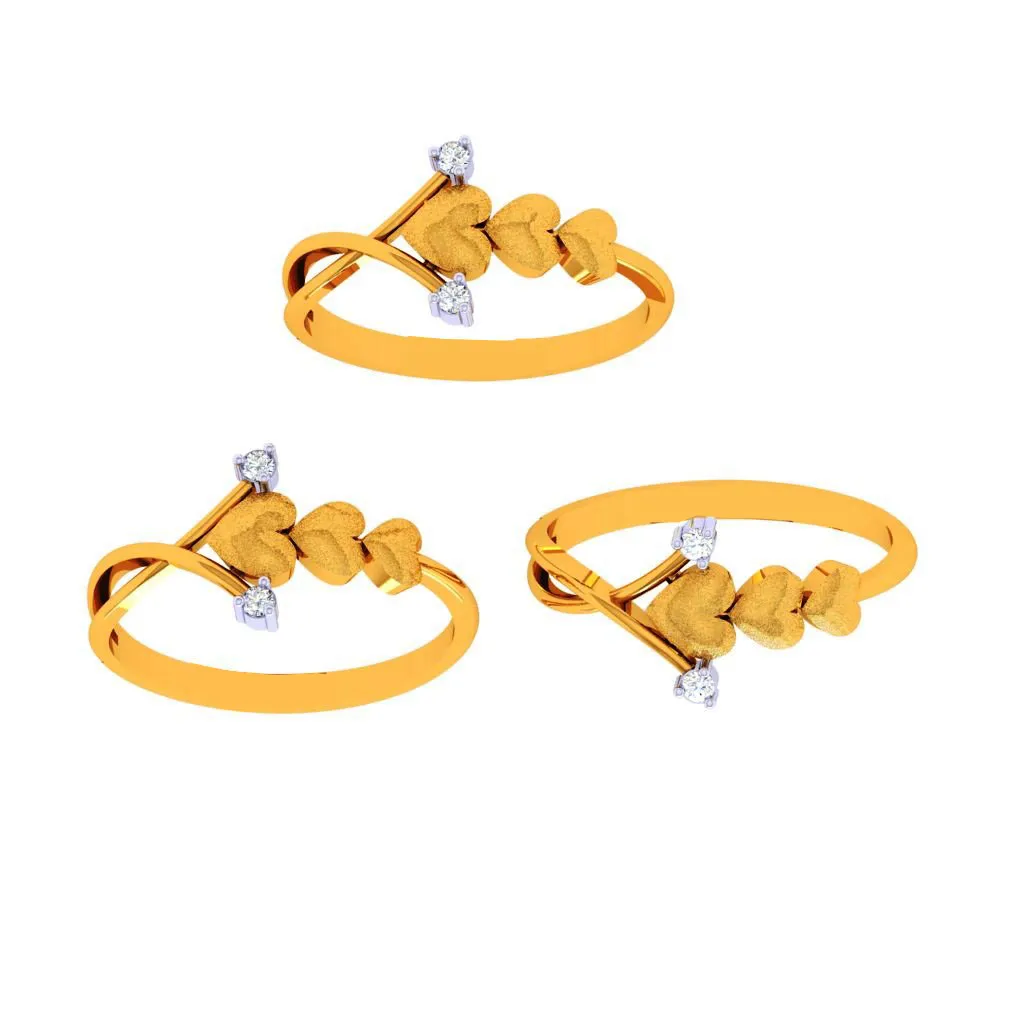 18k Three-layer Heart Motif Diamond Ring