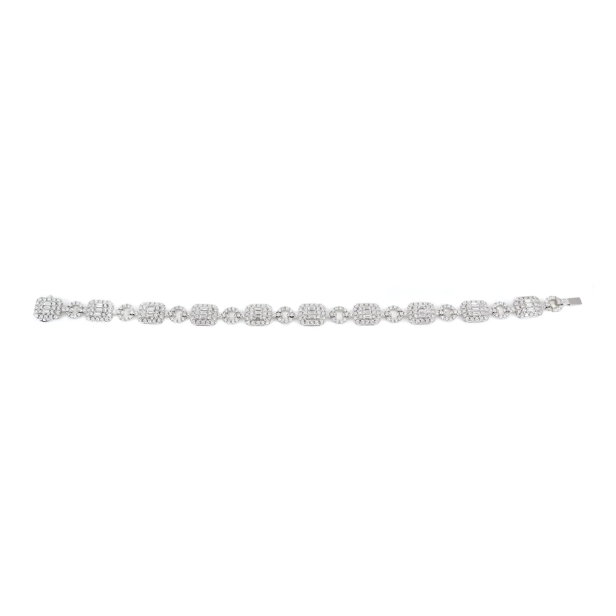 18K White Gold Tdw. 4.32ct Diamond Tennis Bracelet - 20732868