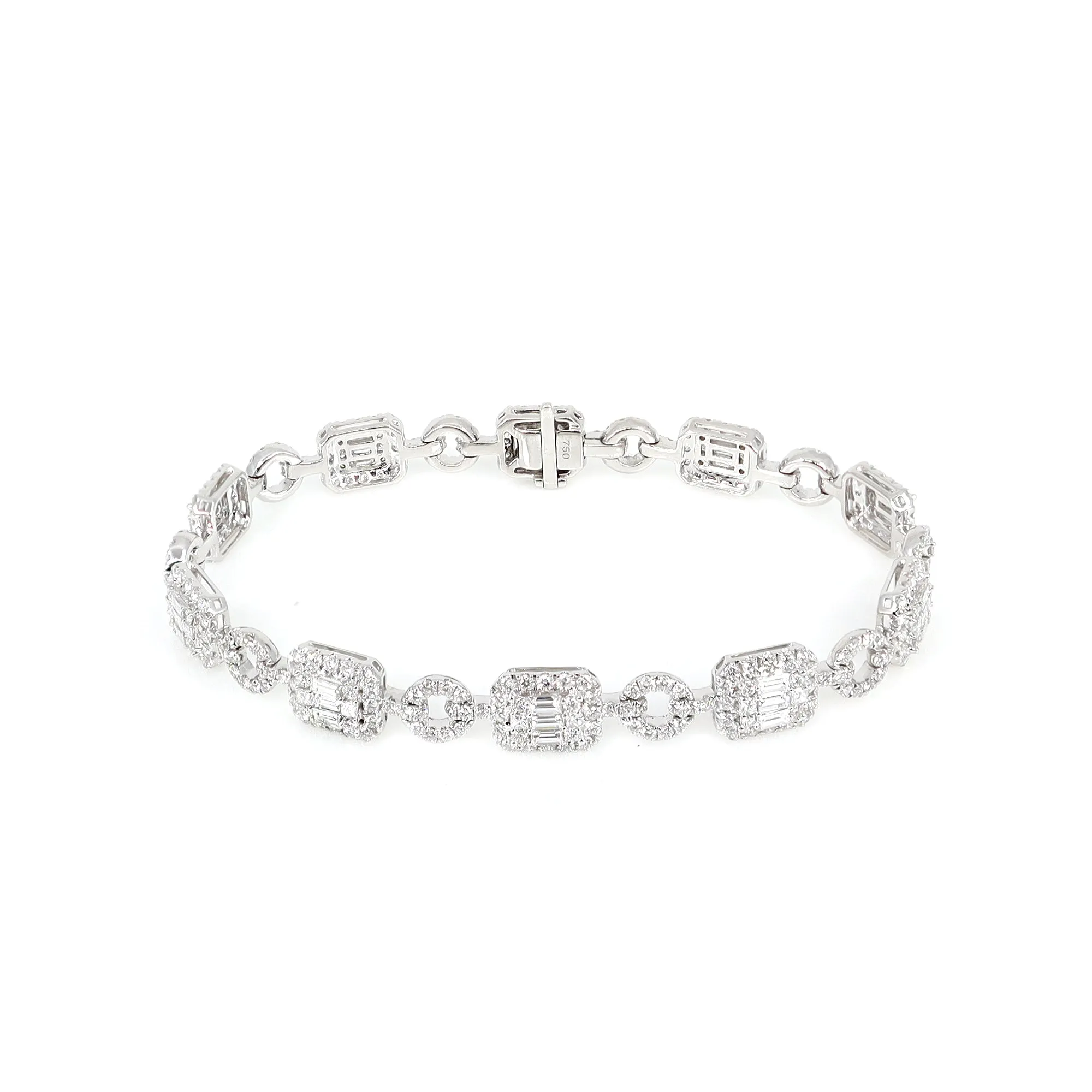 18K White Gold Tdw. 4.32ct Diamond Tennis Bracelet - 20732868