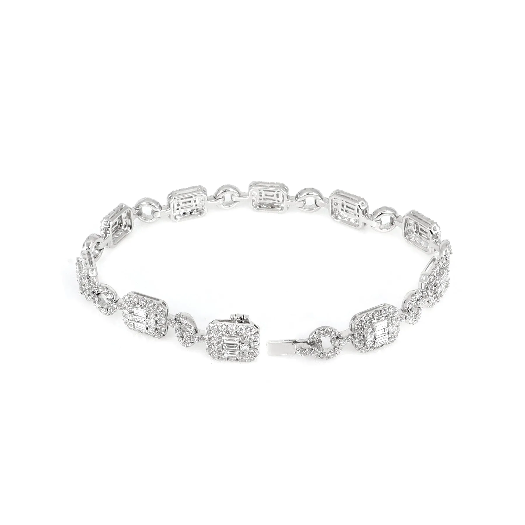 18K White Gold Tdw. 4.32ct Diamond Tennis Bracelet - 20732868