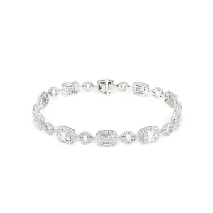 18K White Gold Tdw. 4.32ct Diamond Tennis Bracelet - 20732868