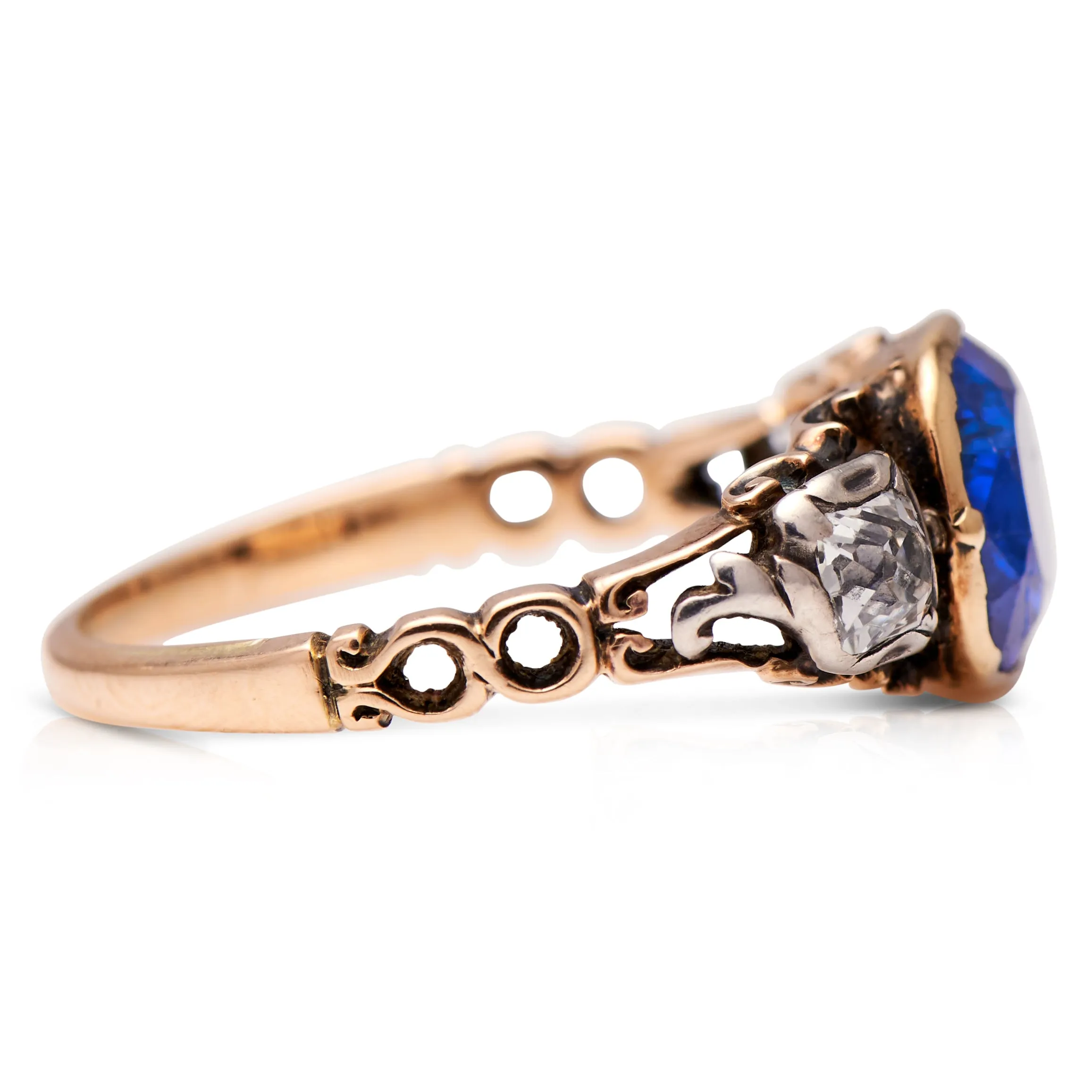 18th century, Georgian, 18ct gold, silver, sapphire and diamond ring