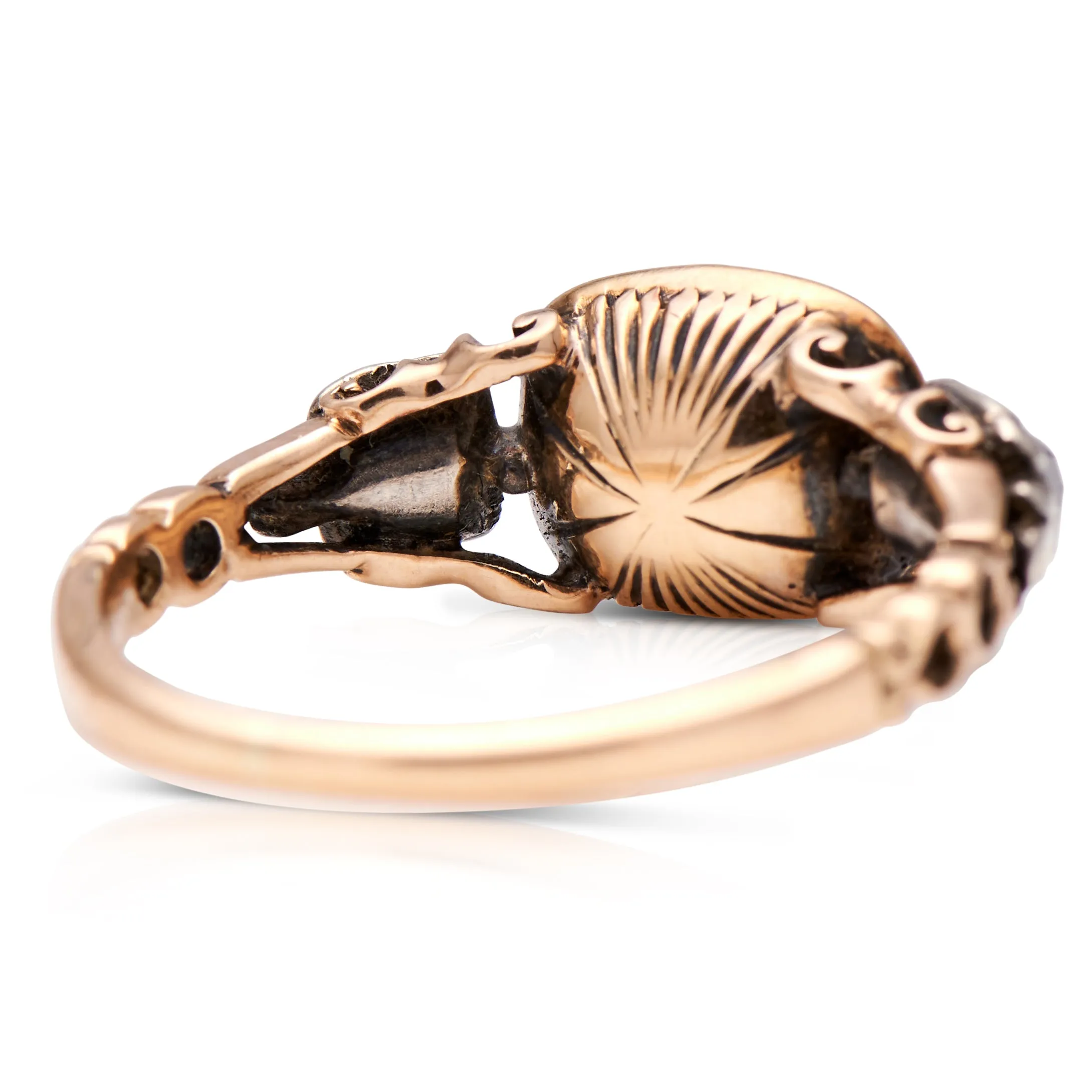18th century, Georgian, 18ct gold, silver, sapphire and diamond ring