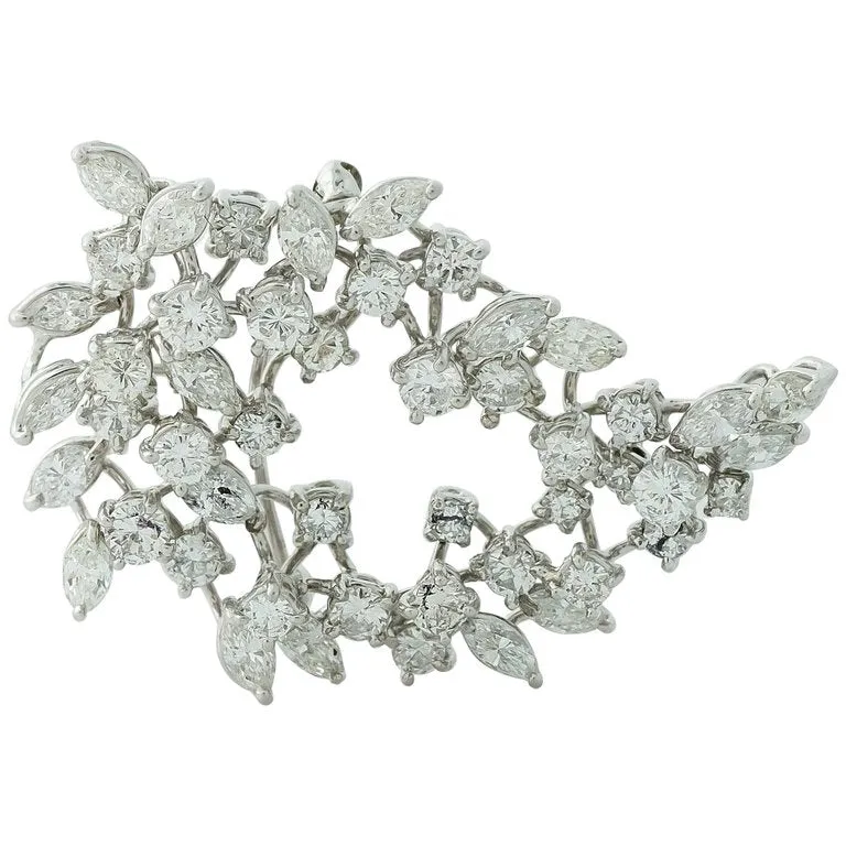 1980s Platinum, 18K Gold & Diamond Paisley Pin, Pendant