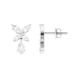 2 CT Contemporary Flower Drop Earrings with Zircon in Gold