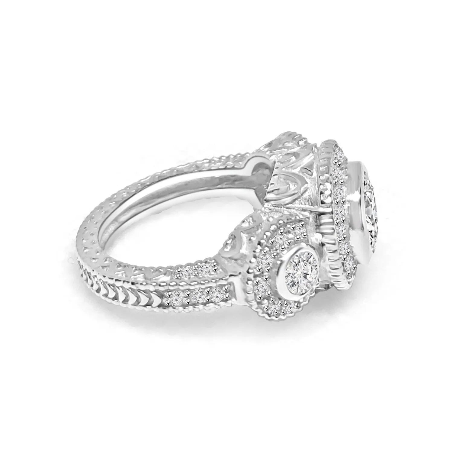 2CT Round Diamond Veneer Cubic Zirconia Ring. 635R13665