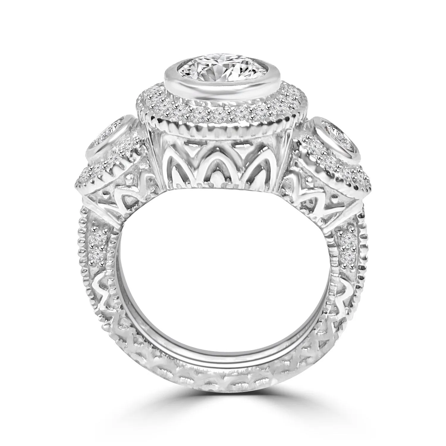 2CT Round Diamond Veneer Cubic Zirconia Ring. 635R13665