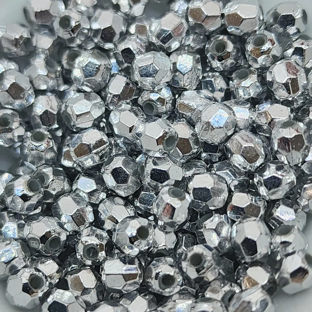4mm Faceted Beads (100) - Silver