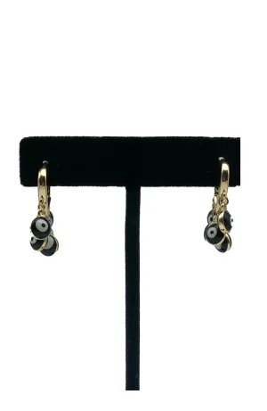 5 EE Charm Huggie Hoops Black
