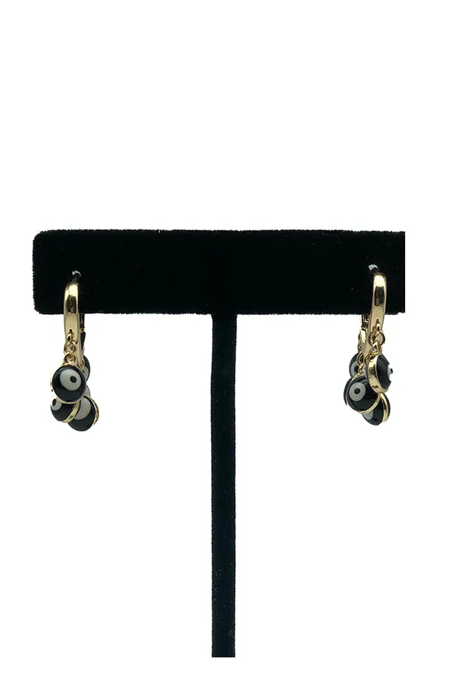 5 EE Charm Huggie Hoops Black