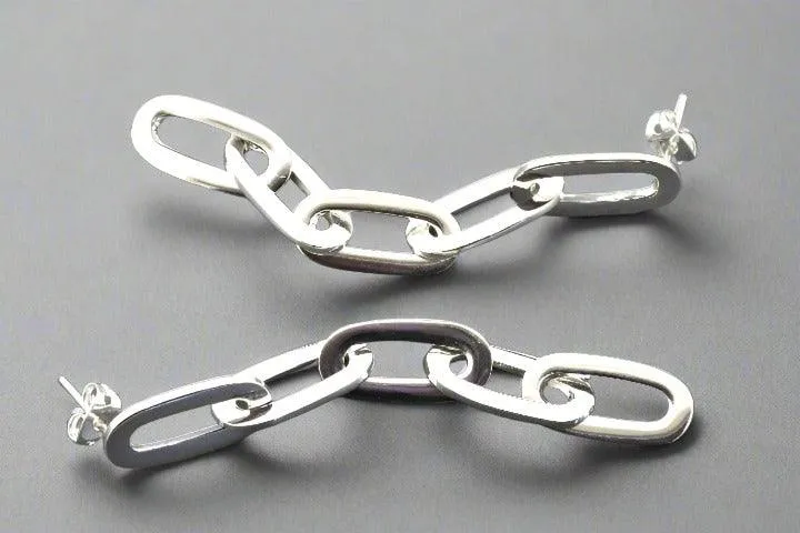 5 oval link drop earring - sterling silver