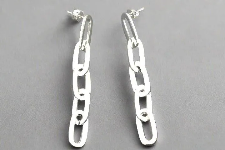 5 oval link drop earring - sterling silver