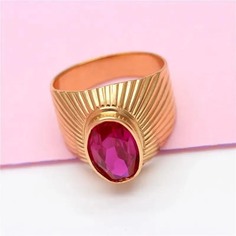 585 purple gold 14K rose gold wide version ruby resizable rings for women